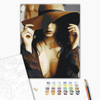 Woman in Brown Hat Paint by Numbers Kit