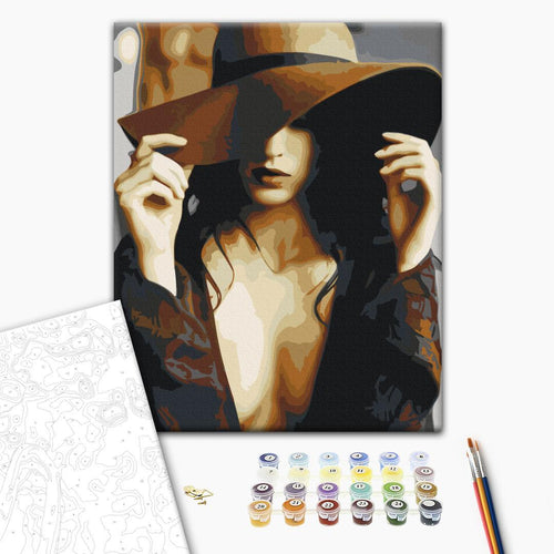 Woman in Brown Hat Paint by Numbers Kit