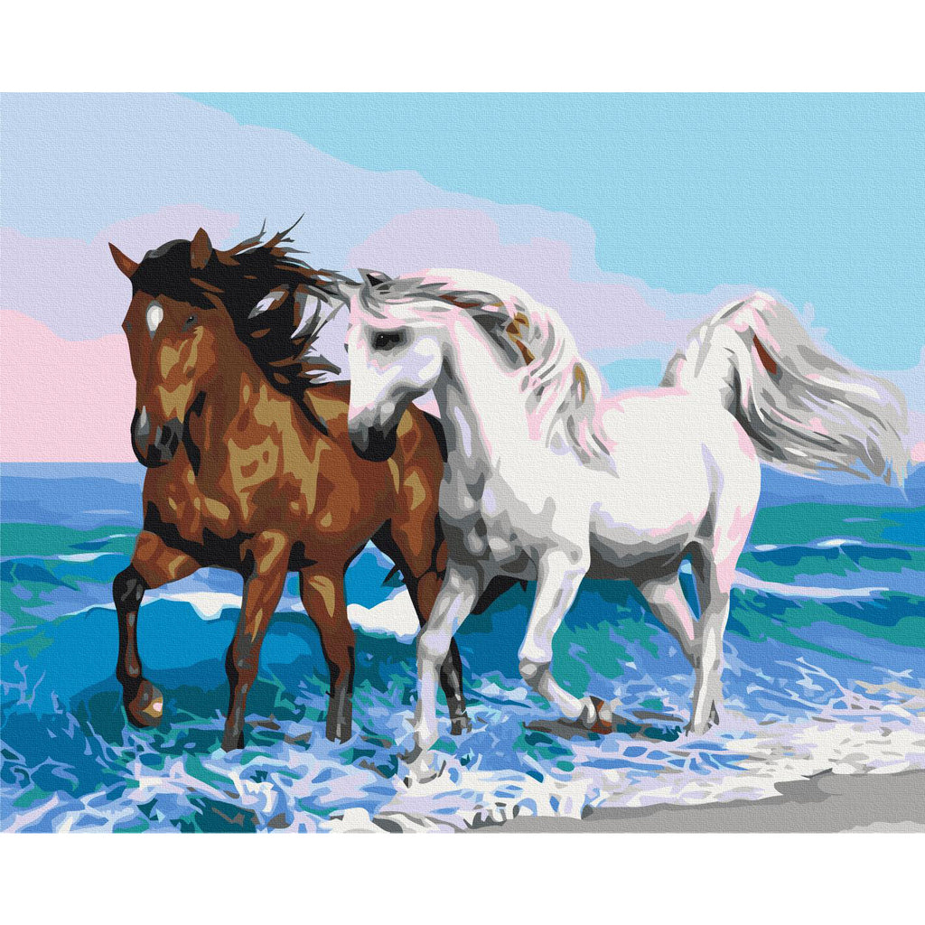 Horses Seaside Landscape Paint by Numbers Kit