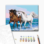 Horses Seaside Landscape Paint by Numbers Kit