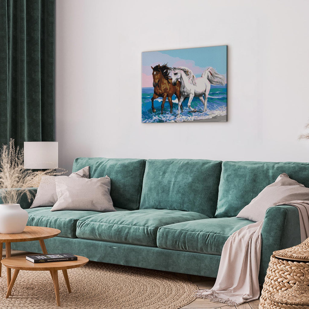 Horses Seaside Landscape Paint by Numbers Kit