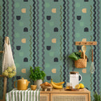 Mint Wave Abstract Pattern Wallpaper