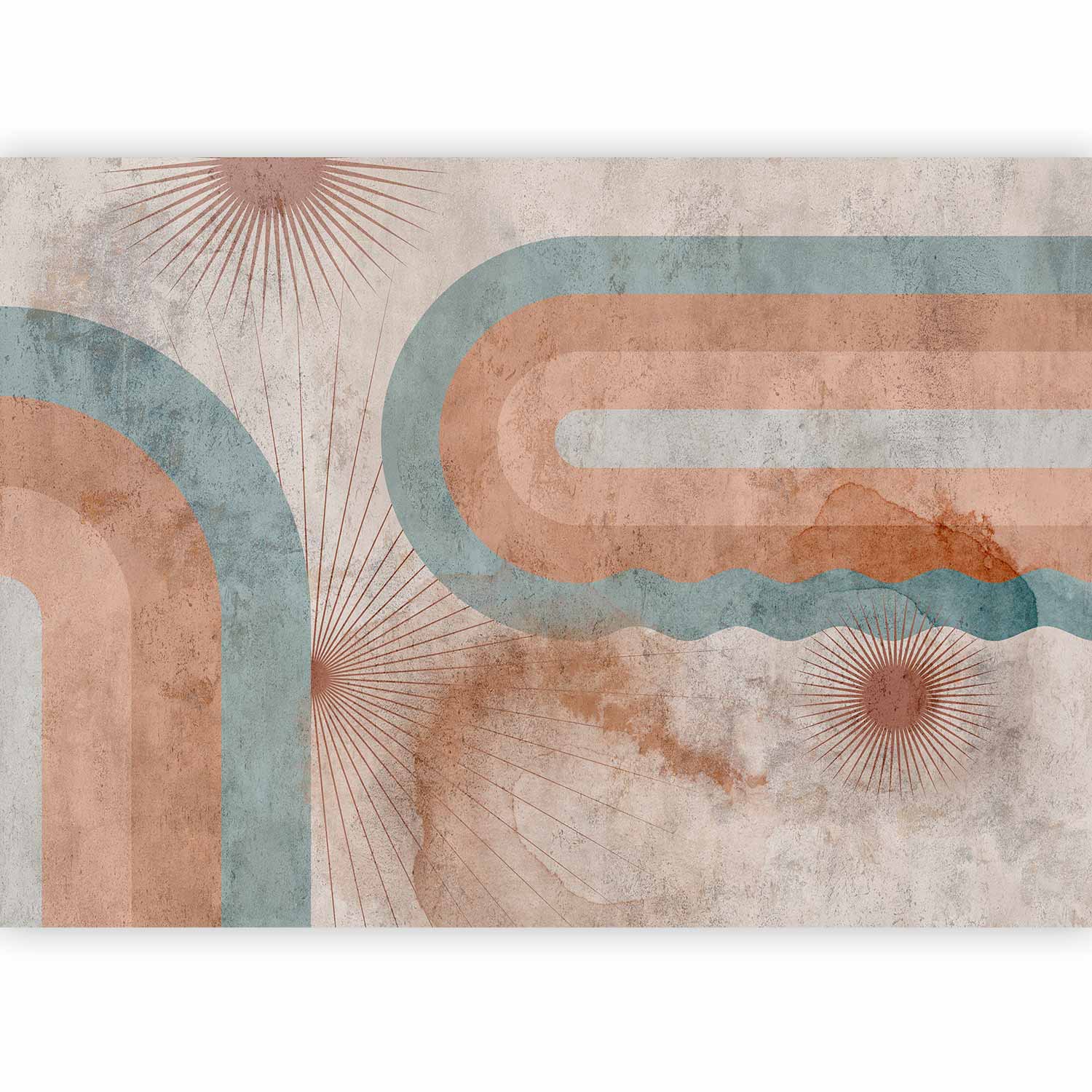 Abstract Geometric Three Suns Wall Mural