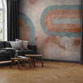 Abstract Geometric Three Suns Wall Mural