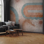 Abstract Geometric Three Suns Wall Mural