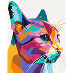 Geometric Cat Colorful Paint by Numbers Kit
