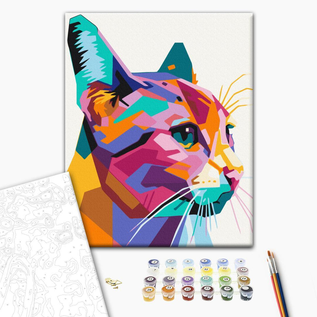 Geometric Cat Colorful Paint by Numbers Kit