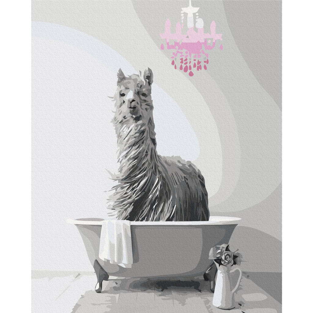 Llama in the Bathtub Funny Paint by Numbers Kit