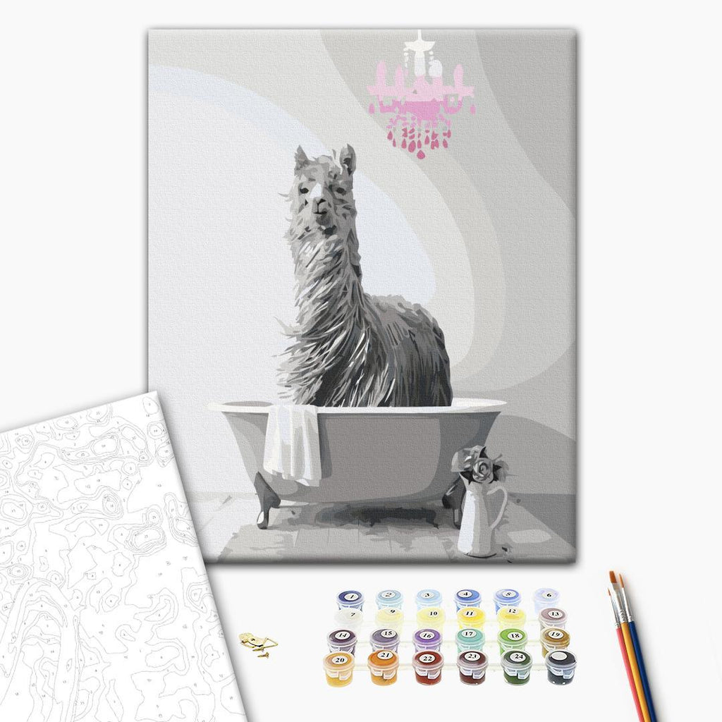 Llama in the Bathtub Funny Paint by Numbers Kit