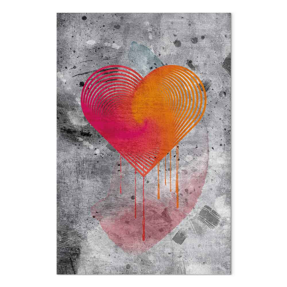 Abstract Heart Texture Vertical Canvas Print