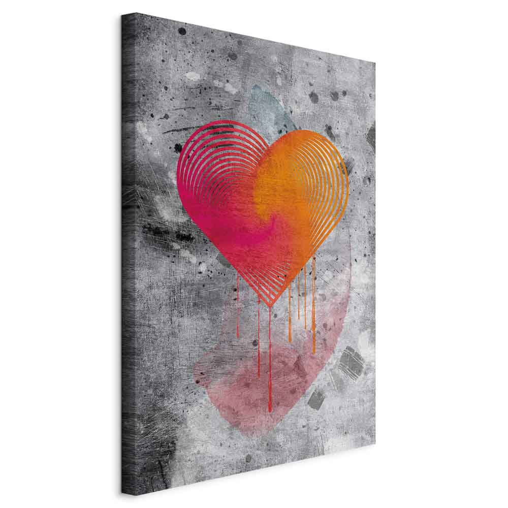 Abstract Heart Texture Vertical Canvas Print