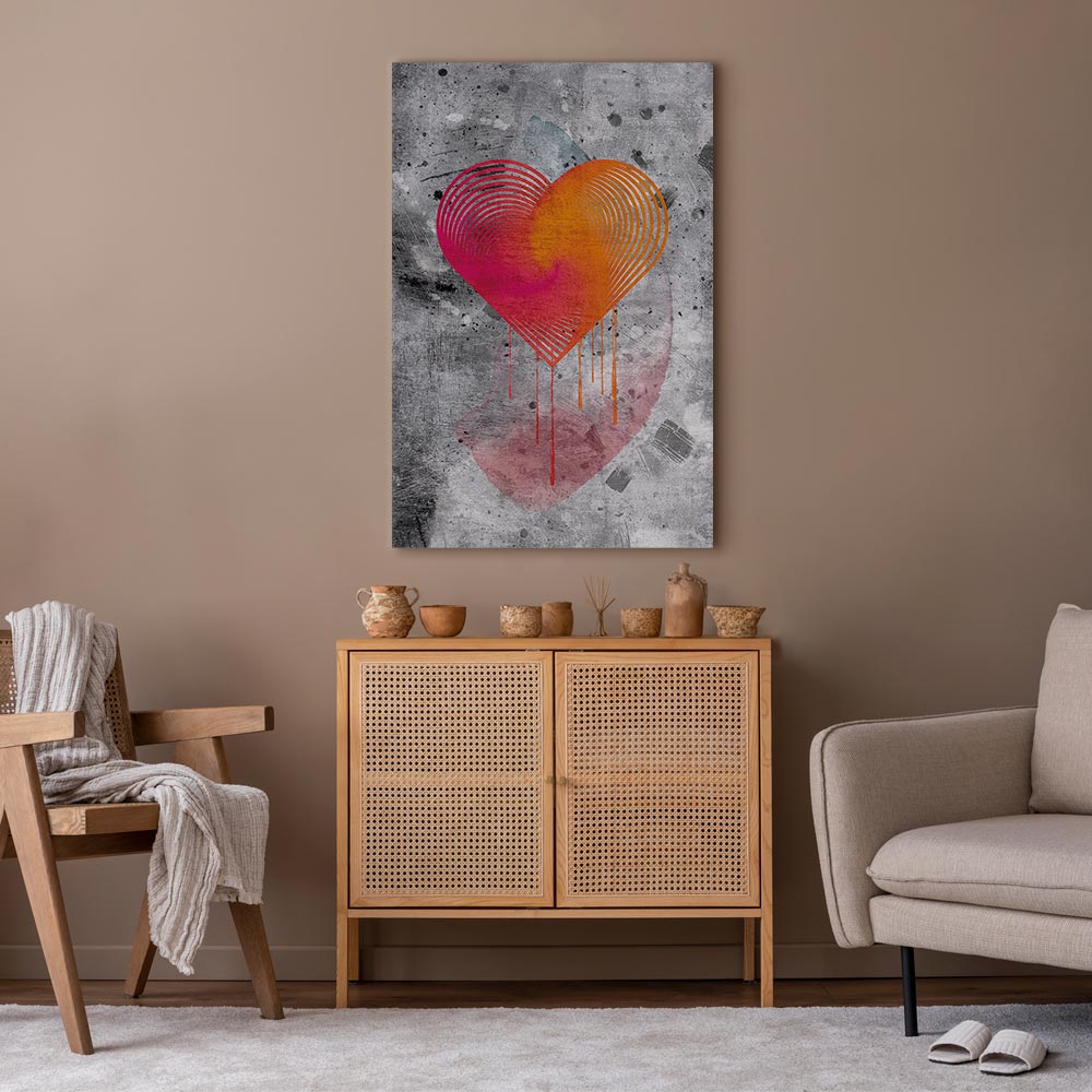 Abstract Heart Texture Vertical Canvas Print