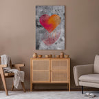 Abstract Heart Texture Vertical Canvas Print