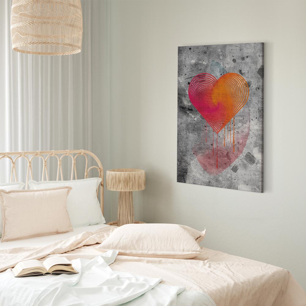 Abstract Heart Texture Vertical Canvas Print