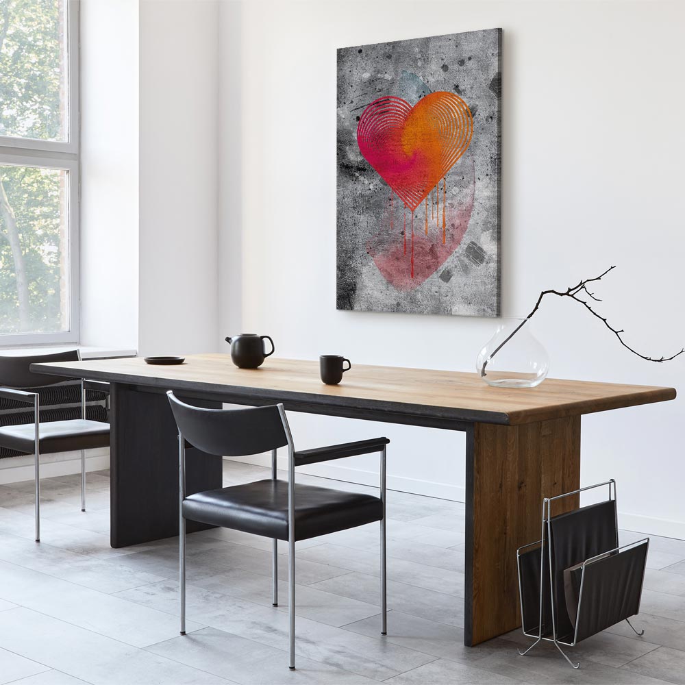 Abstract Heart Texture Vertical Canvas Print