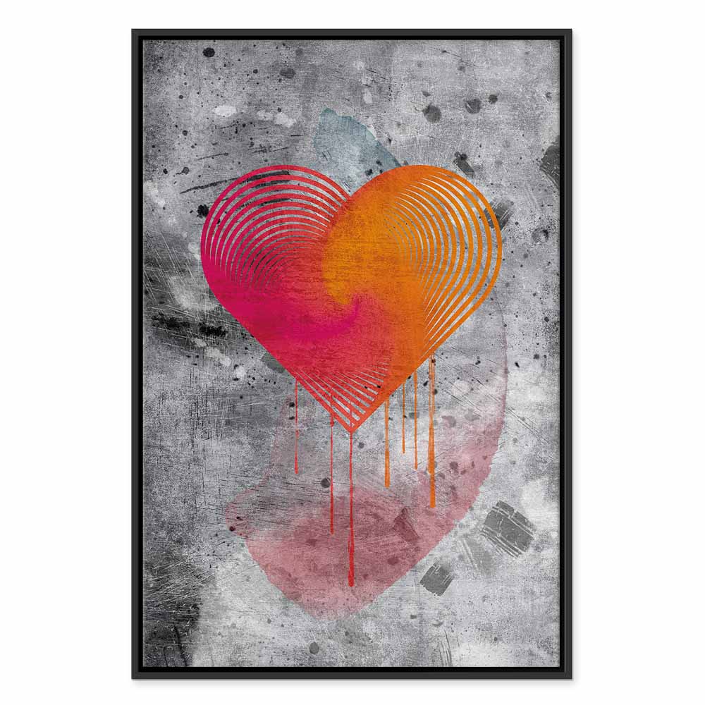 Abstract Heart Texture Vertical Canvas Print