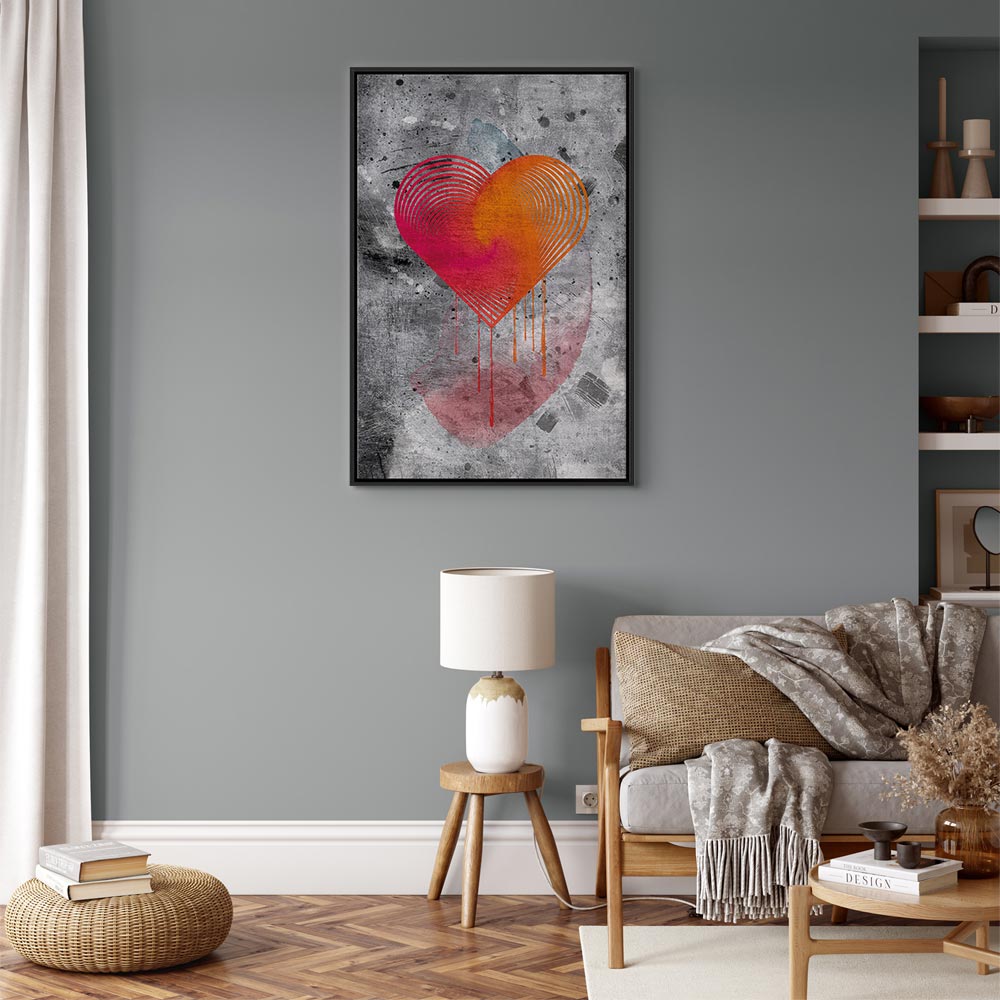 Abstract Heart Texture Vertical Canvas Print