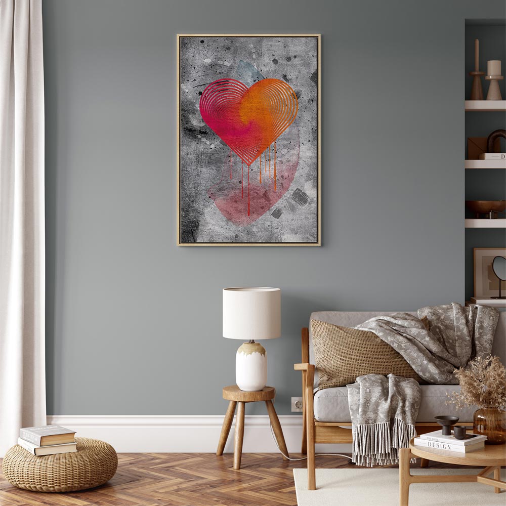 Abstract Heart Texture Vertical Canvas Print