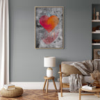 Abstract Heart Texture Vertical Canvas Print