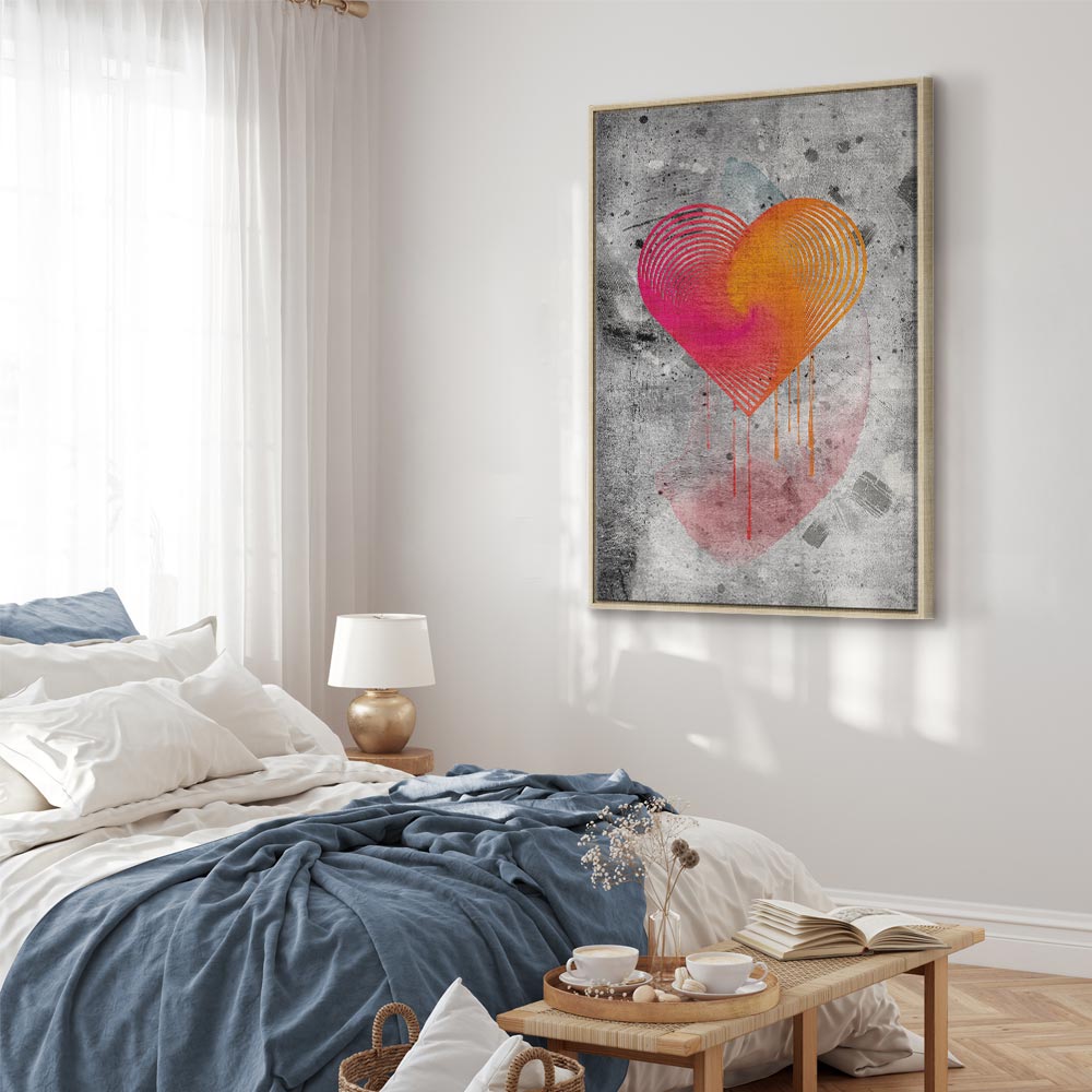 Abstract Heart Texture Vertical Canvas Print