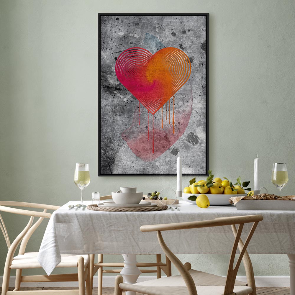 Abstract Heart Texture Vertical Canvas Print