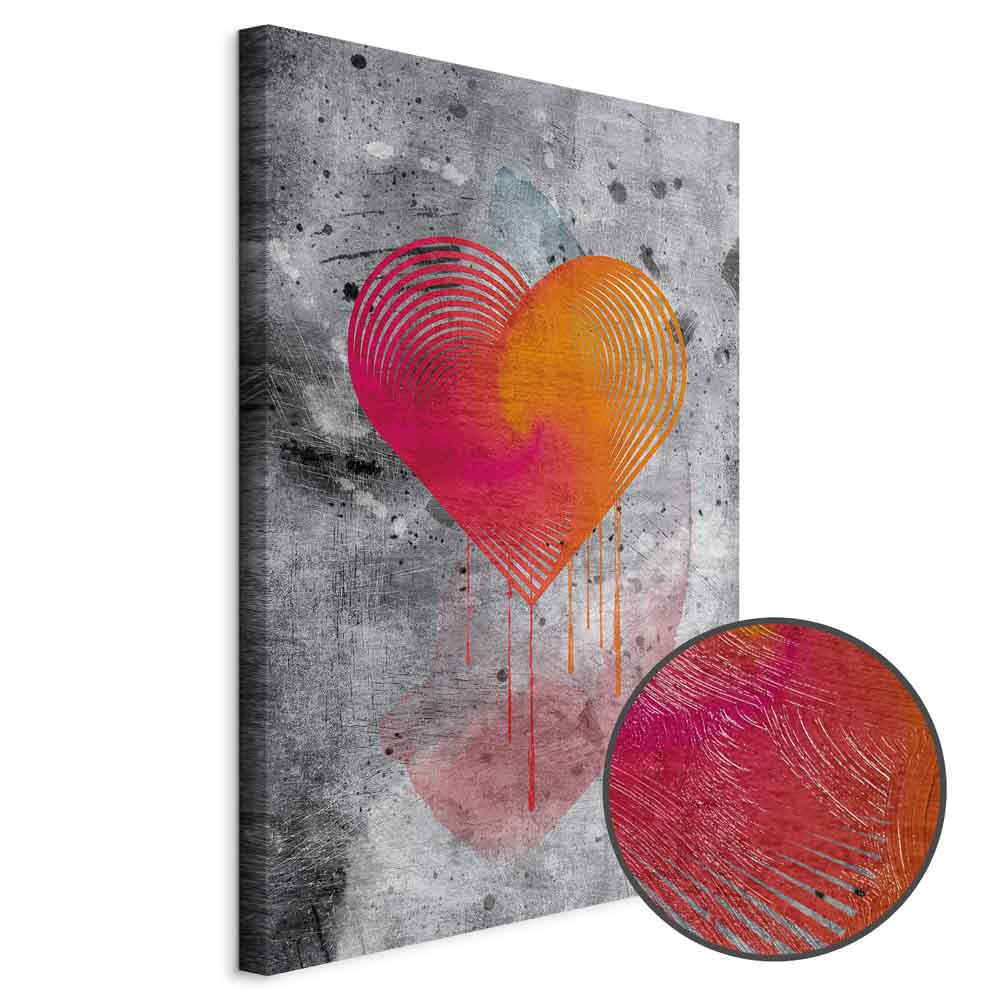 Abstract Heart Texture Vertical Canvas Print