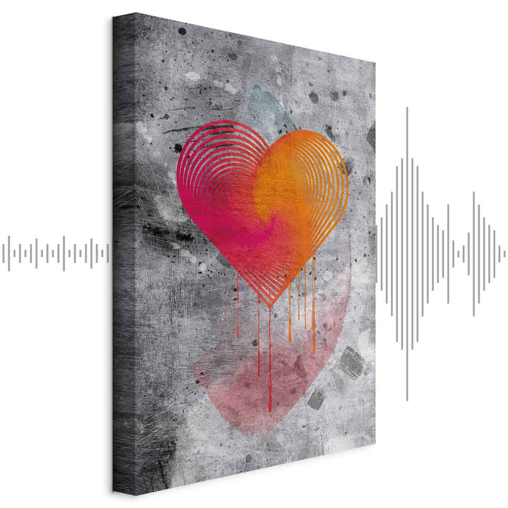 Abstract Heart Texture Vertical Canvas Print