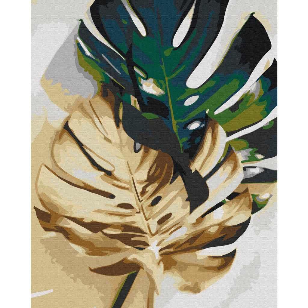 Golden Monstera Leaves Paint by Numbers Kit