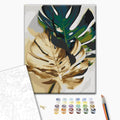 Golden Monstera Leaves Paint by Numbers Kit