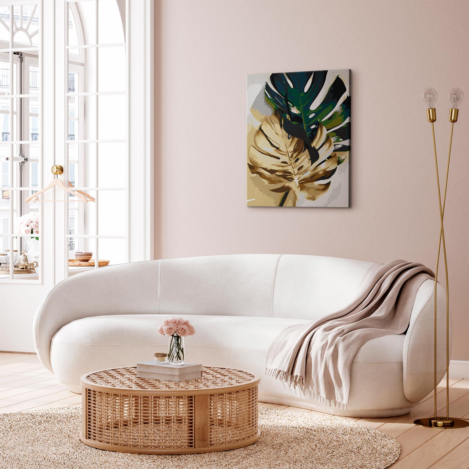 Golden Monstera Leaves Paint by Numbers Kit