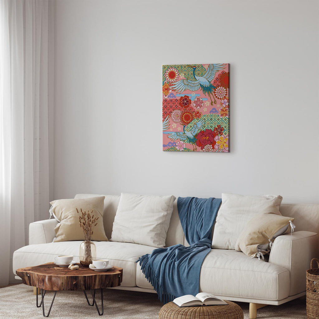 Spring Cranes Floral Multicolor Paint by Numbers Kit