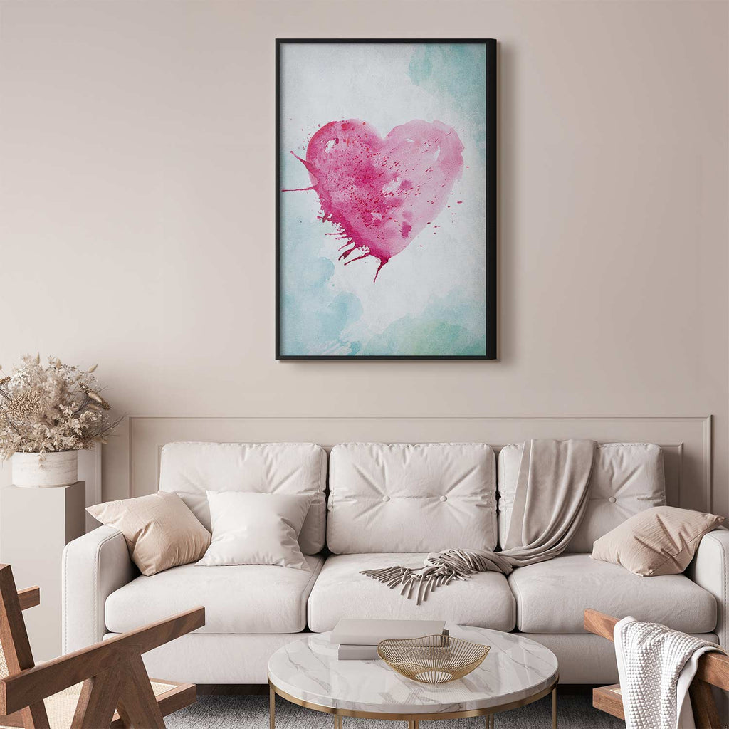 Watercolor Heart Romantic Poster