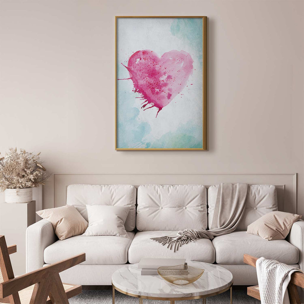 Watercolor Heart Romantic Poster