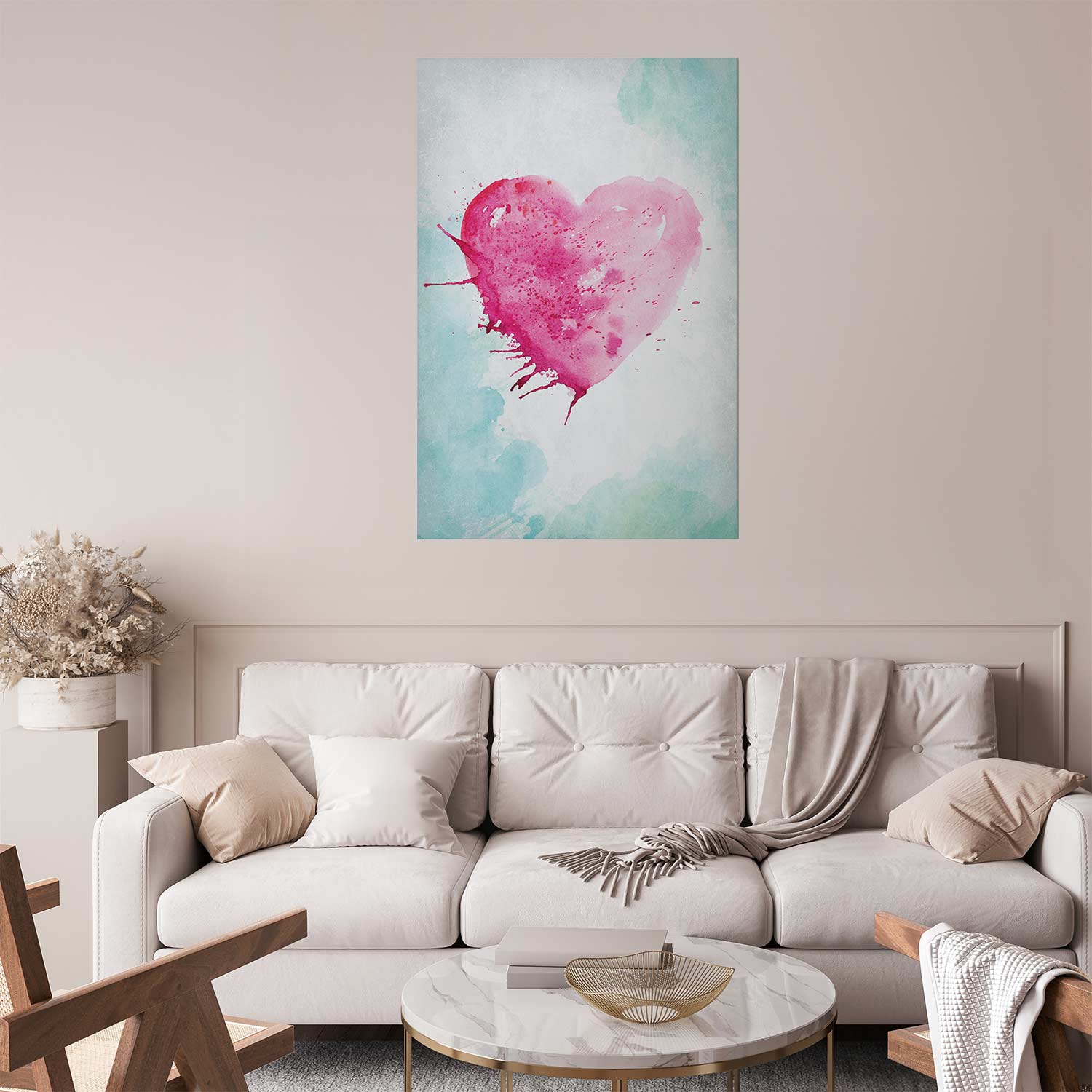 Watercolor Heart Romantic Poster
