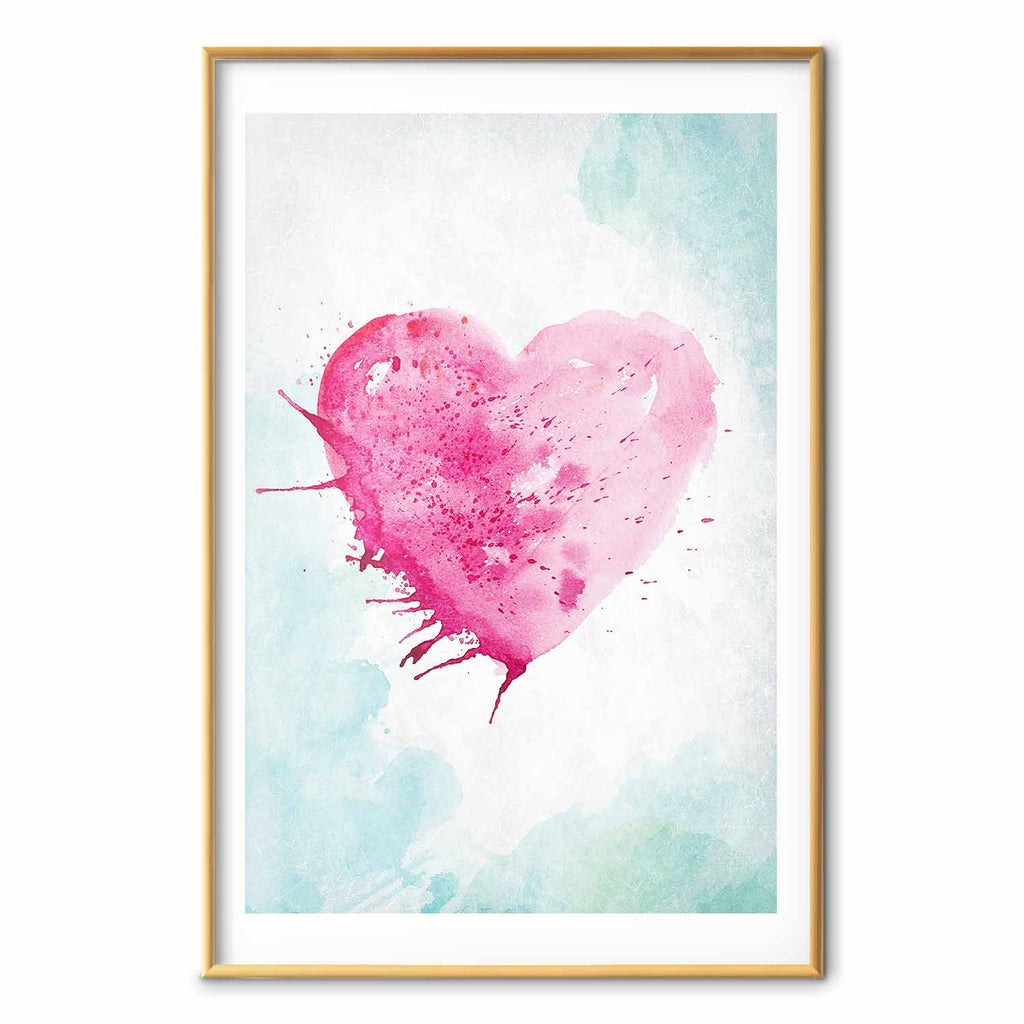 Watercolor Heart Romantic Poster
