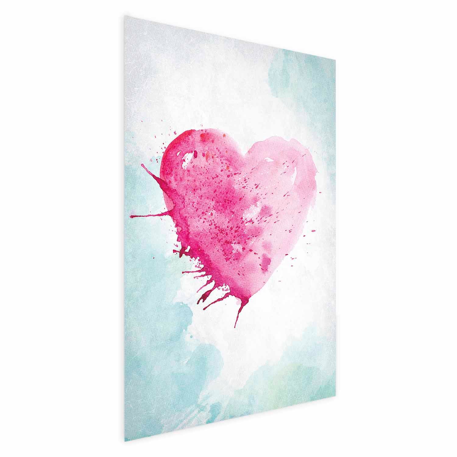 Watercolor Heart Romantic Poster