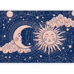 Wall Mural Cosmic Harmony: Sun and Moon on Navy