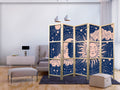 Sun and Moon Navy 5-Panel Japanese Room Divider
