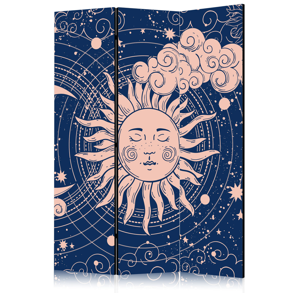 Room Divider Cosmic Harmony Sun and Moon Navy