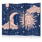 Room Divider Cosmic Harmony: Sun & Moon on Navy Background