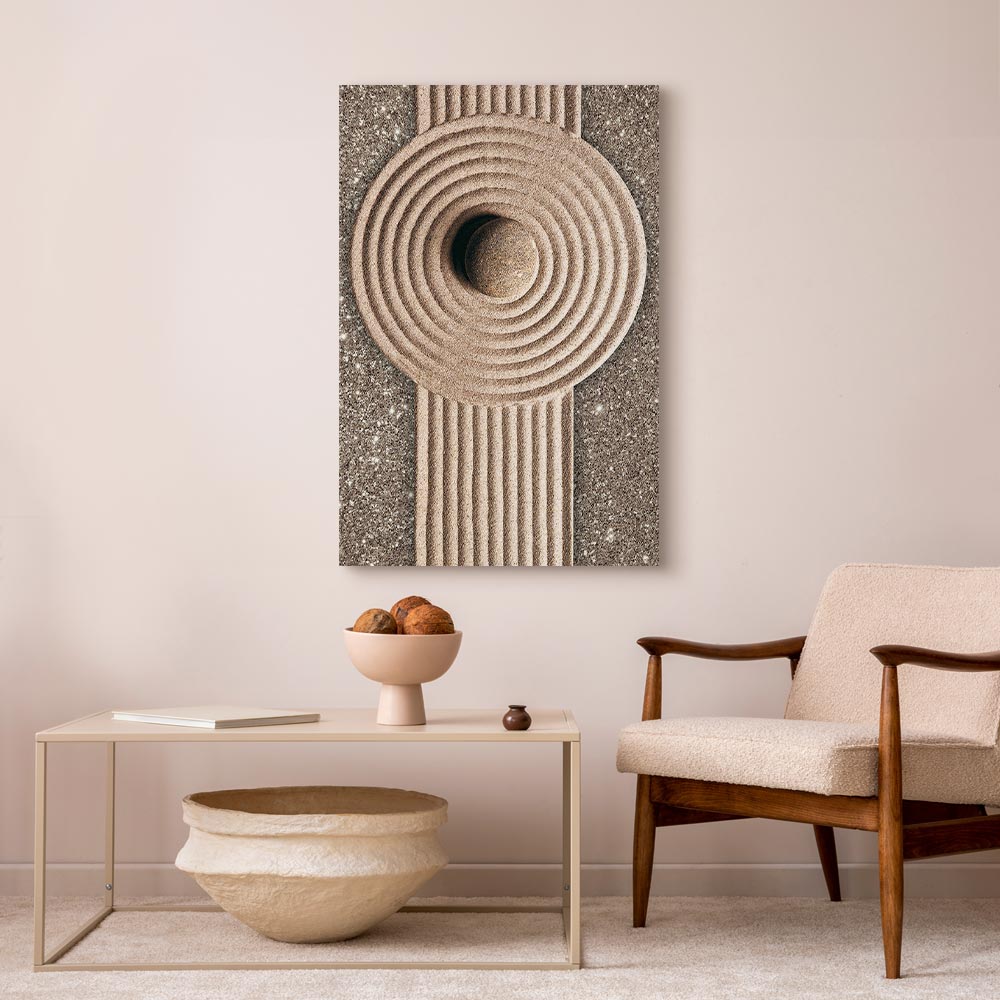 Zen Sand and Stone Abstract Vertical Canvas Print