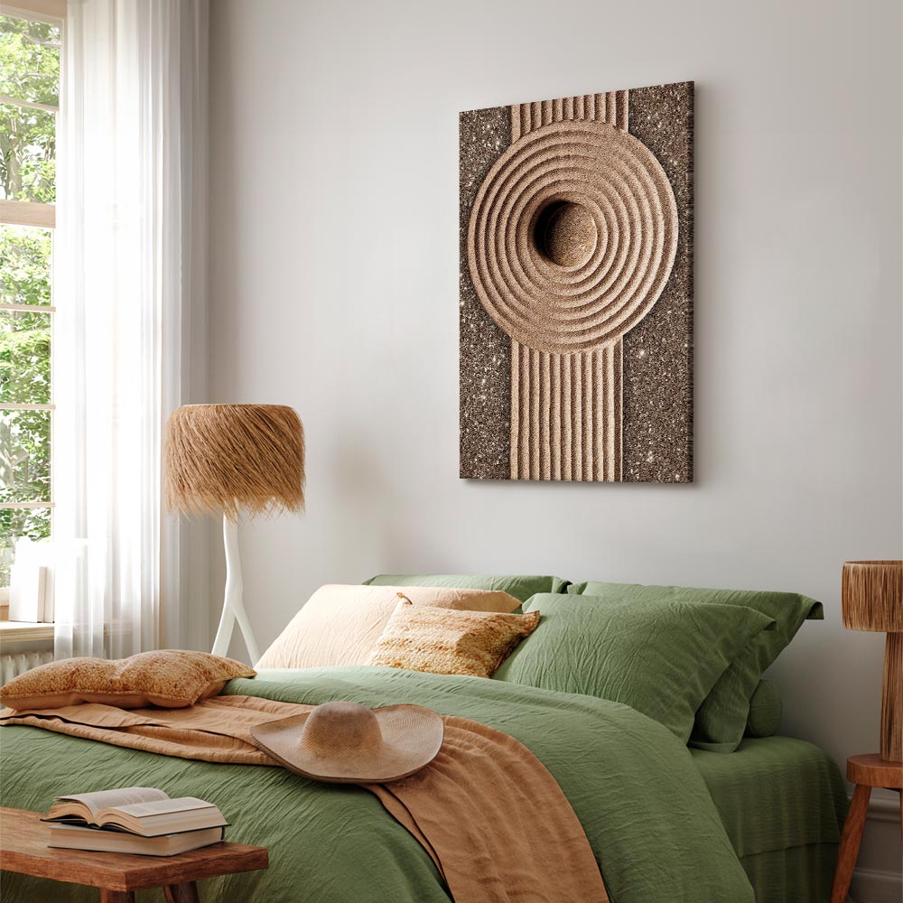 Zen Sand and Stone Abstract Vertical Canvas Print