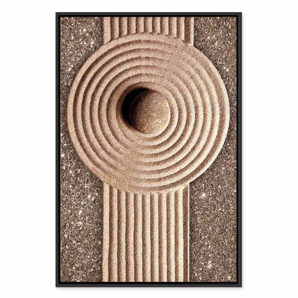 Zen Sand and Stone Abstract Vertical Canvas Print