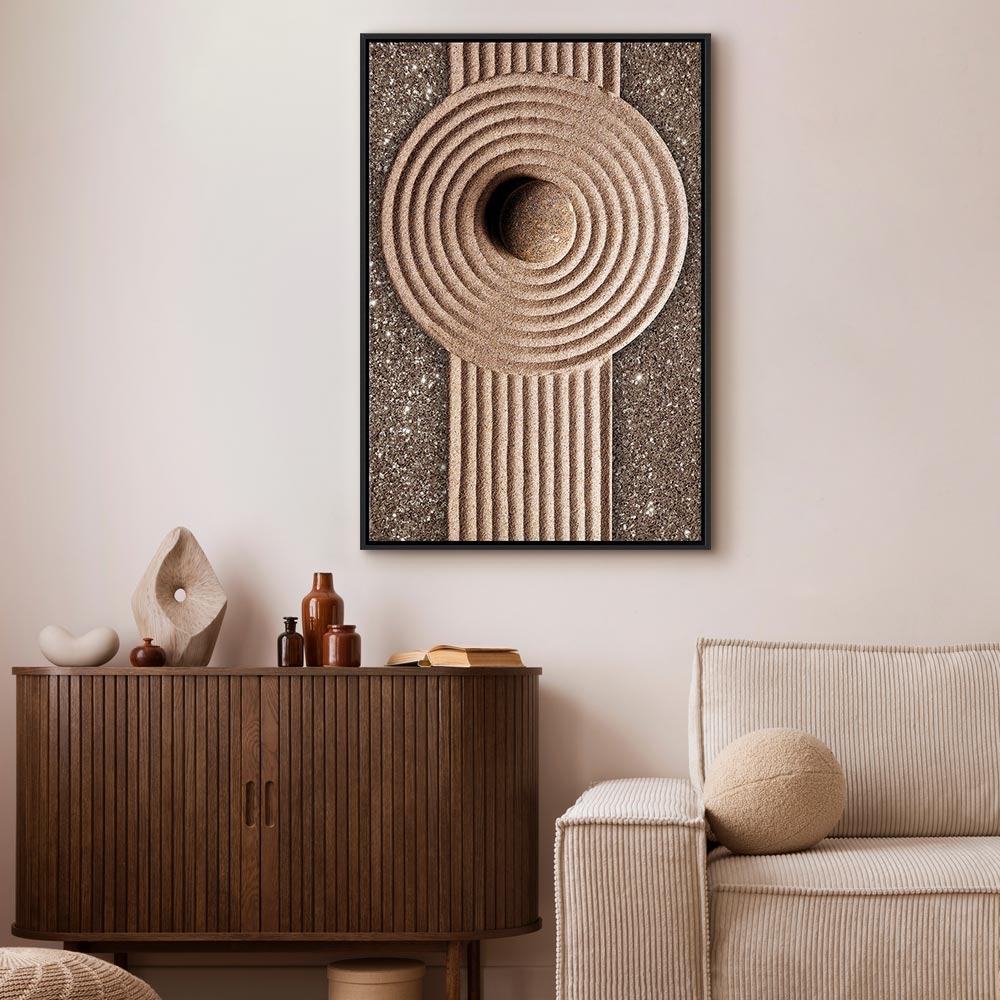 Zen Sand and Stone Abstract Vertical Canvas Print