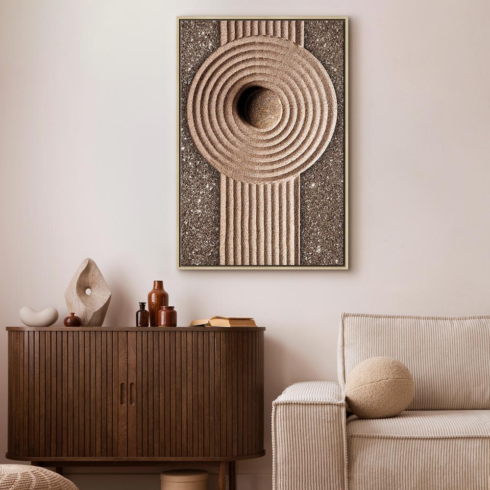 Zen Sand and Stone Abstract Vertical Canvas Print