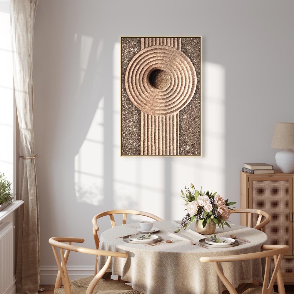 Zen Sand and Stone Abstract Vertical Canvas Print