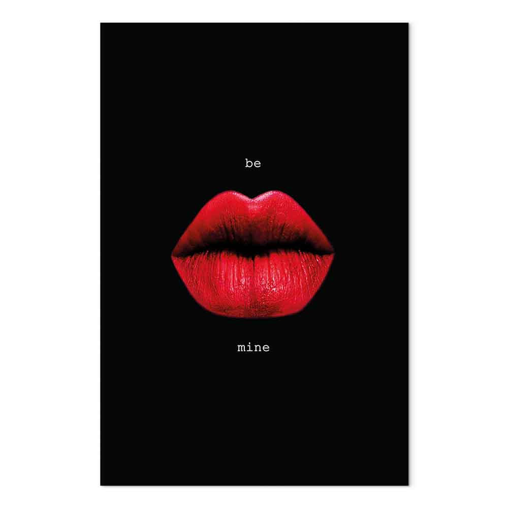 Red Lips Black Background Canvas Print