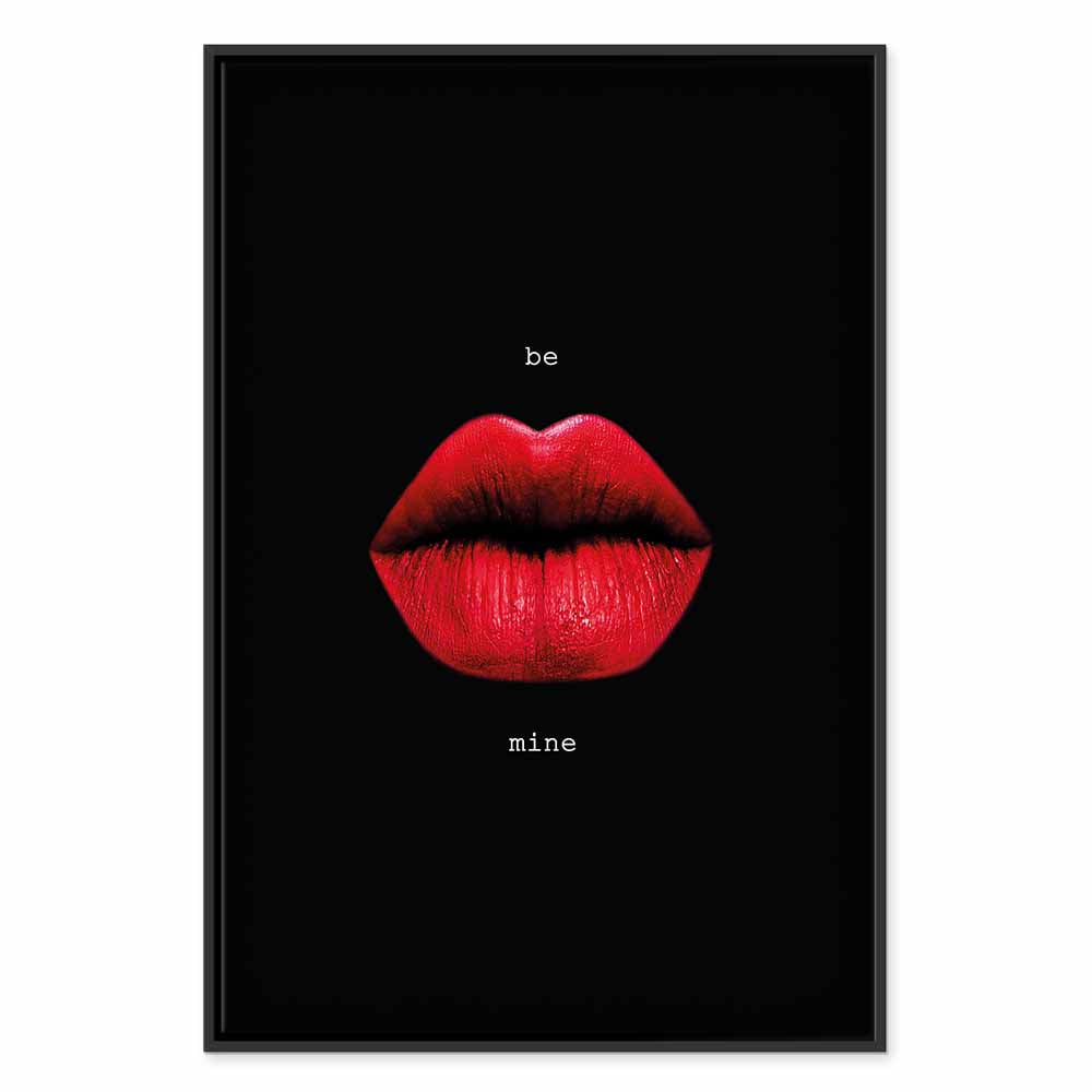 Red Lips Black Background Canvas Print