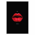 Red Lips Black Background Canvas Print