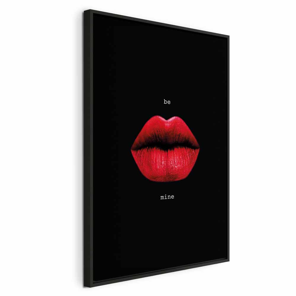 Red Lips Black Background Canvas Print